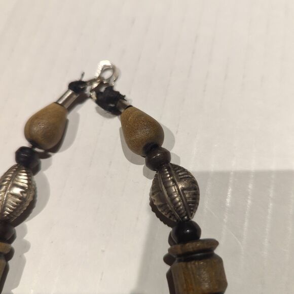 Vintage Carved Wooden Beaded Necklace Pendant Boho Tribal Ethnic Earthy - Picture 5 of 8